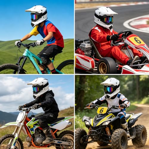 Image of VCOROS Youth Kids Dirt Bike Helmets,Kids Motocross Helmets DOT Approved
