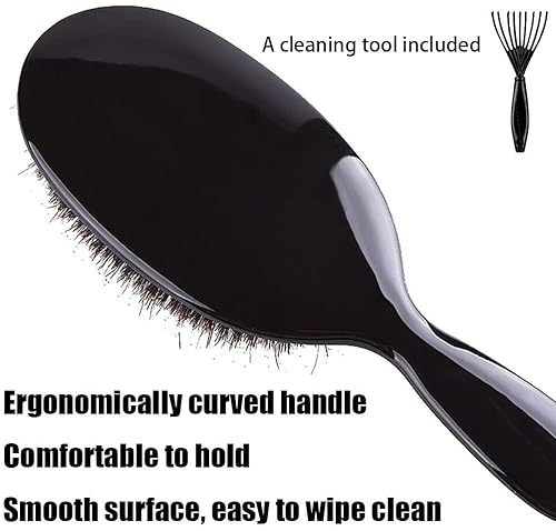 Miniatura 7 de Cepillo de cerdas de jabalí, cepillo desenredante para cabello rizado, fino, ondulado, natural, enredado, cepillo antiencrespamiento para mujeres y