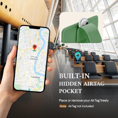 Image of ALLIVE Rfid Passport Holder for Travel Women, Rfid Passport Cover Wallet, Genuine Leather Passport Holder for Travel with AirTag Hidden, Airport Essentials, Travel Gifts (Avocado Green)