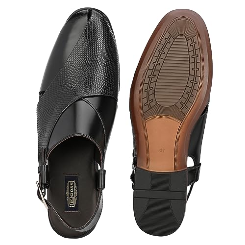 Image of egoss Luxe Premium Genuine Leather Peshawari Sandals For Men-8090