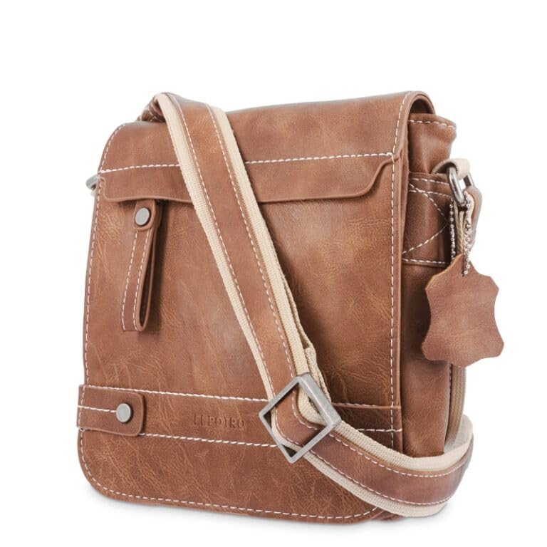 EL POTRO Bolso Hombre Bandolera Mediano, Colección Berlín, Piel Sintética, Herrajes Plateados, 21 x 18 x 7.50 cm