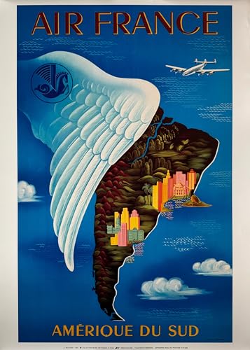 Affiche Air France Amerique Du Sud L. Boucher 1950 poster retro déco murale 50X70