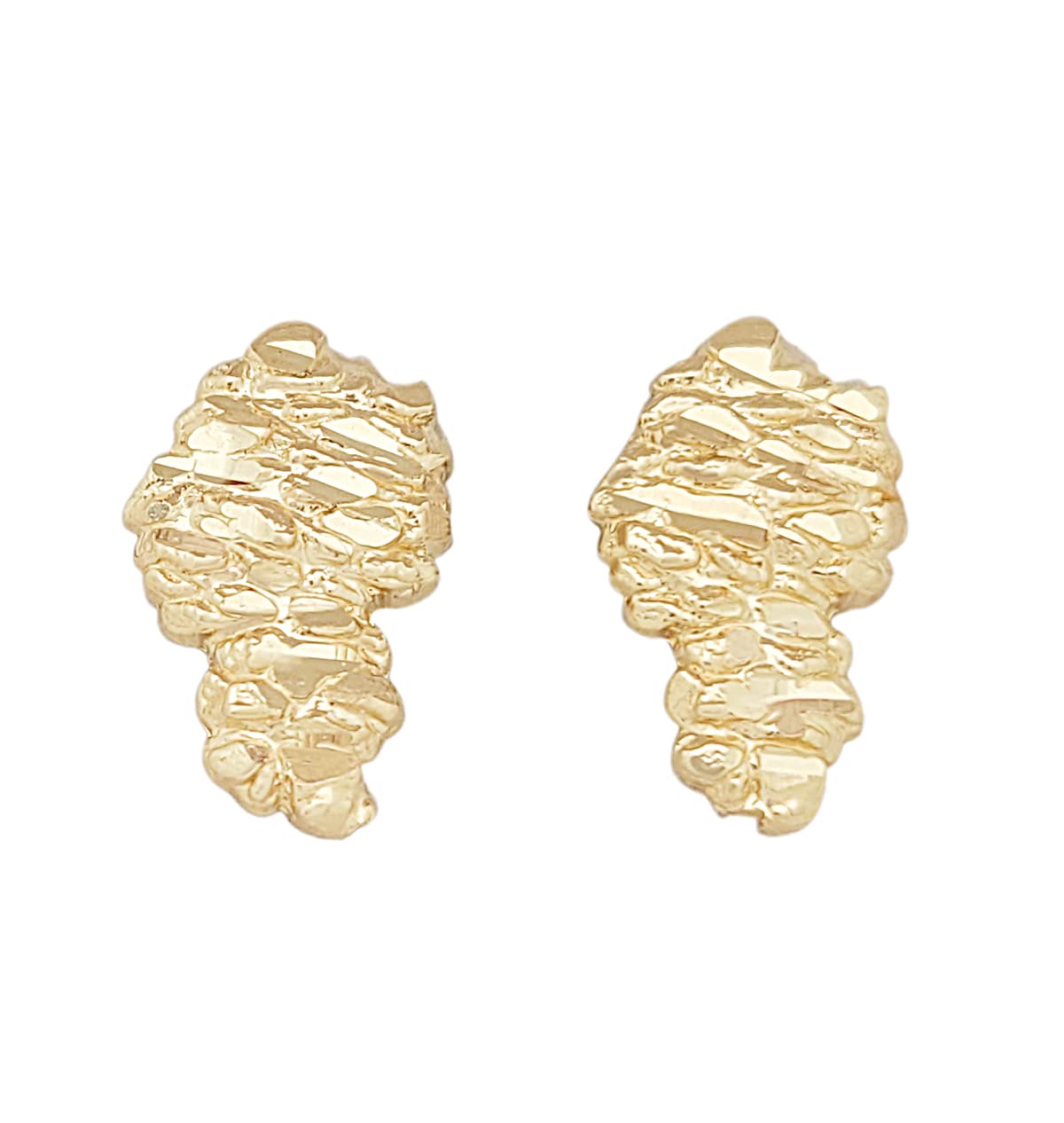 Men's 10k Yellow Gold Nugget Earrings 0.65 in