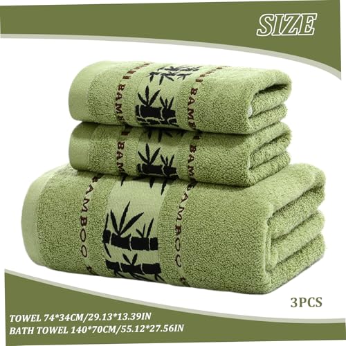 Serviette bain 140 x 71 cm et serviettes mains en lot de 3 pièces en bambou - 5