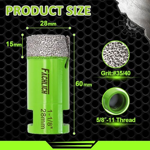 Image of Diamond Core Drill Bits,1-1 /8 inch 28mm Tile Drill Bits Vacuum Brazed Diamond Hole Saw for Porcelain Tile,Granite,Marble,Concrete,Masonry,Brick