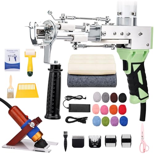 Image of Tufting Gun Kit 2 in 1 Non-Slip Grip Carpet Trimmer kit Digital Screen Controls Speed Rug Gun Kit Cut Pile /Loop Pile Rug Tufting Kit