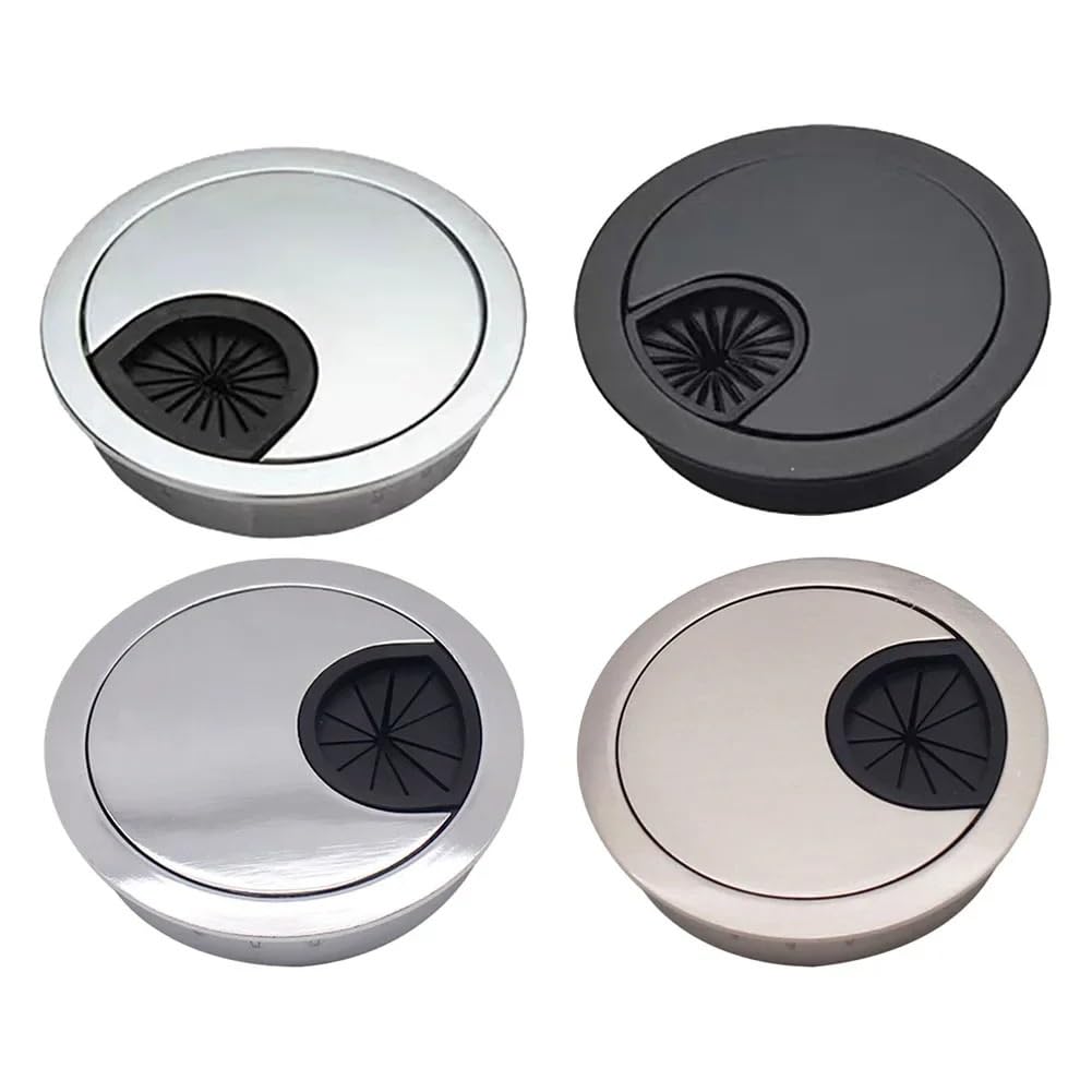 Griglie passacavi per scrivania, Organizzatore di anelli tenuta for cavo uscita della linea copertura del foro filo da 2 pezzi 50/60 / 80MM(Black,53MM)