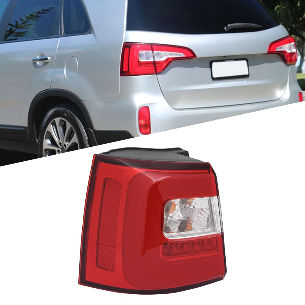 PIAOYUE For 2013 2014 2015 Kia Sorento LED Outer Tail Light Rear Brake Lamp Driver Side Replacement Red Lens (Left Side)