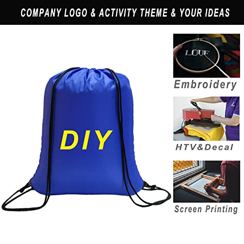 100 Pcs Drawstring Backpack Bulk Drawstring Bags Cinch Sack for Gym, Yoga, Shopping, Sports, Hiking or Gifts for Women and Men, Royalblue 5