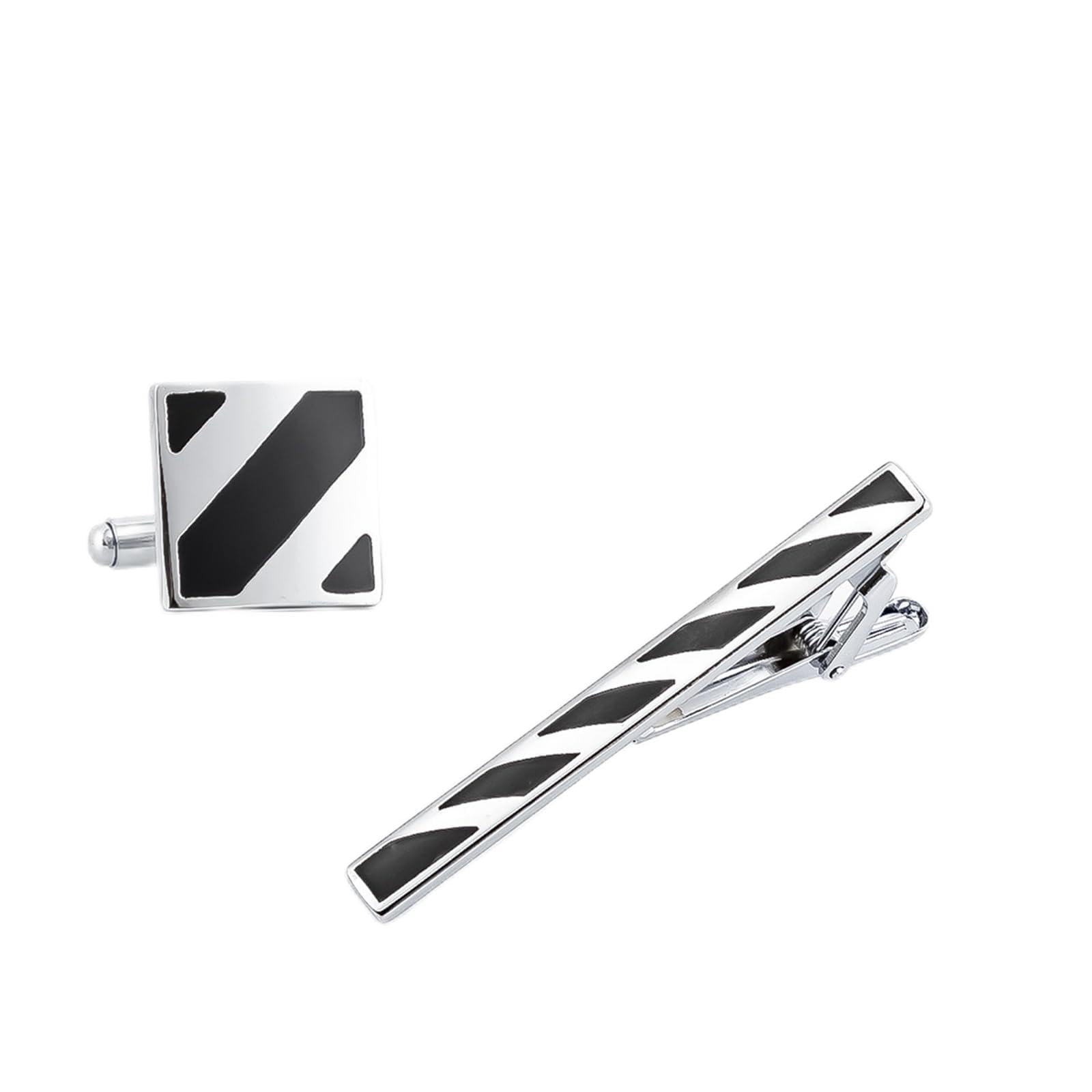 Krawatte Clip Business Emaille Krawattenclip Manschettenknöpfe Set Herren -Shirt -Krawatten -Clip -Accessoires (E_AS Gezeigt)