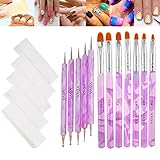 VAGA Nail Tools and Accessories, Nail Art Tool Set, Nail Dotting Tool Set, Nail Brushes For Nail Art, Dot Painting Tools, Acrylic Brushes For Nails, Polishing Blocks, White Polishing Pads