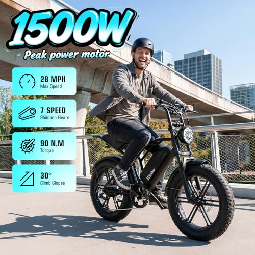 Image of TST Electric Bike for Adults, 1500W Peak Motor 60 Miles Fat Tire Ebike with 48V 15Ah Removable Battery 20 inch Fat Tire Electric Bike, Dual Suspension,7 Speeds
