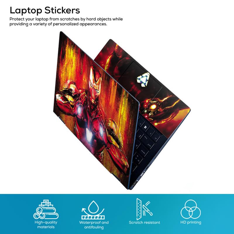 Image of Galaxsia Iron Man Full Vinyl Laptop Skin /Sticker /Cover for 13 to 13.3 Inches Laptops Laminated-Removable-HD Quality Compatible for Hp-Dell-Sony-Lenovo-Asus etc.(13x9.2 Inches)