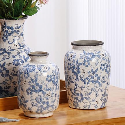 ブルブルヴィンテージ Amazon.com: Denique Vintage Blue and White Porcelain Vase