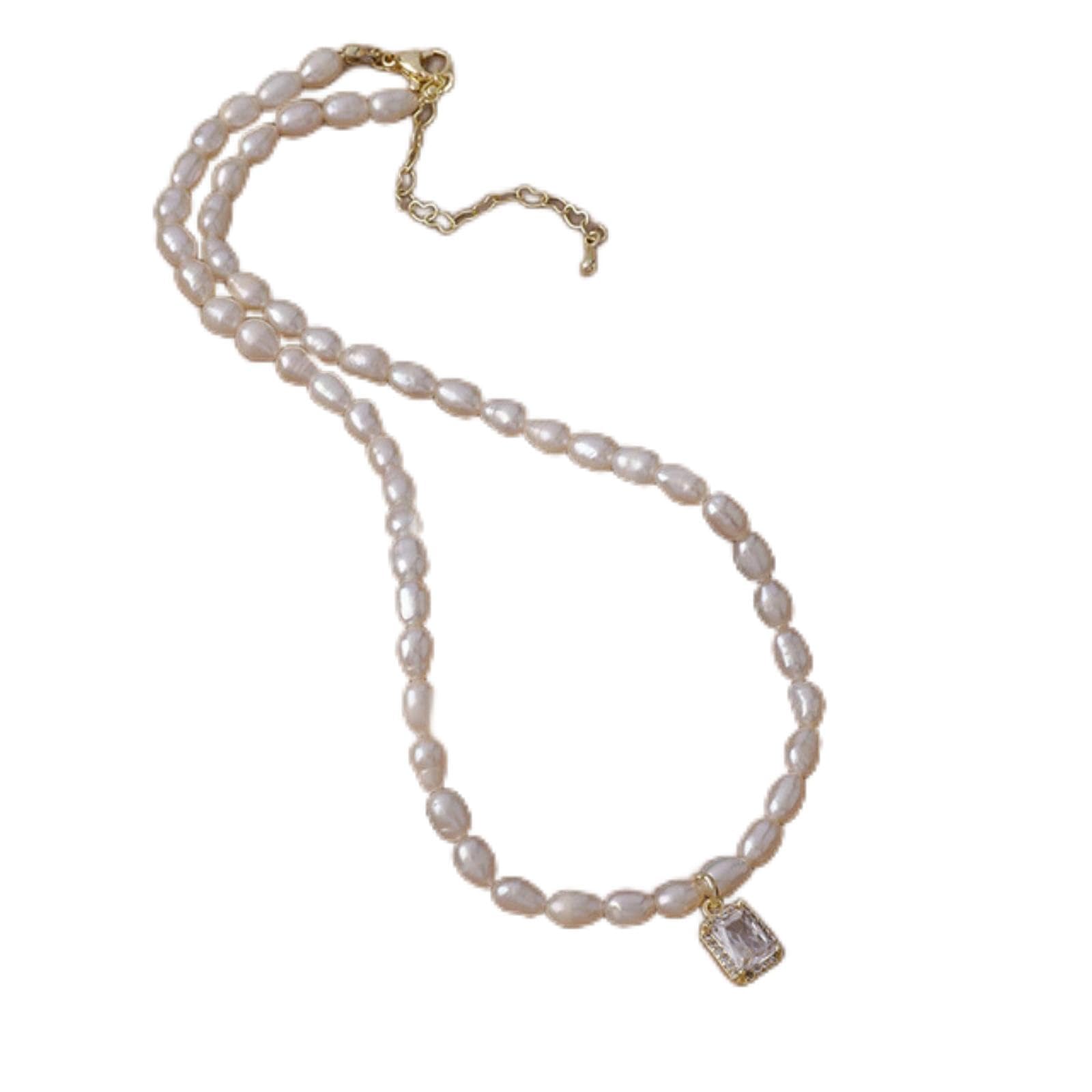 Nueva Barroca collar con colgante de piedra lunar de perlas naturales de agua dulce, geométrico Irregular para mujeres y niñas, joyería de fiesta-12