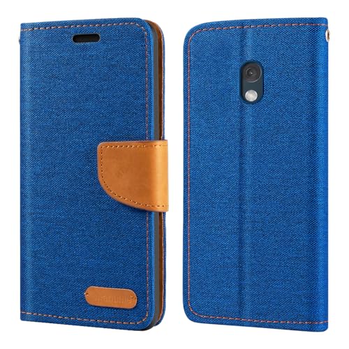 Oxford Stoff & PU Leder Flip Handyhülle Kompatibel mit Nokia 225 4G 2024, Robuste Klapphülle mit Kartenfächern & Magnetverschluss (Blau)