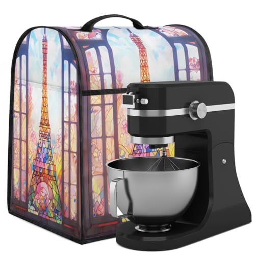 Coffee Maker Cover Glass Painting Eiffel Tower Kitchen Appliance Covers Small Appliance Covers Blender Cover Juicer Cover Dust Covers for Kitchen Appliances with Top Handle and Pockets,Washable,B177