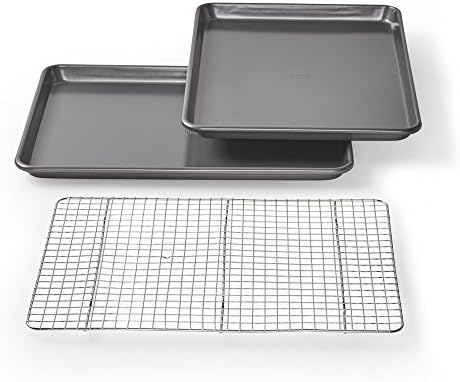 Chicago Metallic Professional Non-Stick Cookie/Jelly-Roll Pan Set with Cooling Rack, 17-Inch-by-12.25-Inch