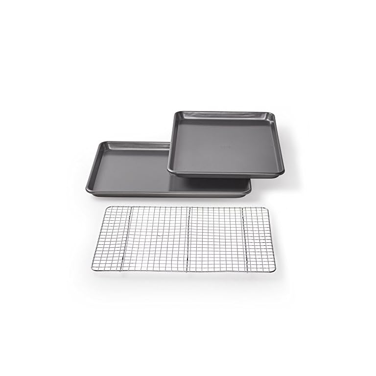 Chicago Metallic Professional Non-Stick Cookie/Jelly-Roll Pan Set with Cooling Rack, 17-Inch-by-12.25-Inch