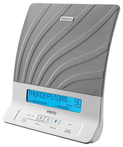 HoMedics Deep Sleep II Therapy Machine White Noise Device, LCD Screen, Remote, Timer, Dimmer, Dual Speakers 12 Soothing Nature Sounds, Masks Distractions, 8 Sleep Therapy Programs