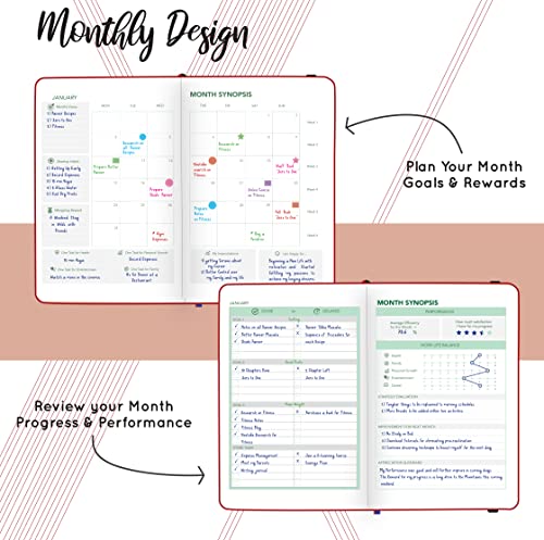 Image of PLANNER STAR 2022 Dated (Jan 2022 - Jan 2023) Monthly & Weekly Life Planner| A5 Size | Organizer, Journal | Plan for Time Management, Productivity & Positivity (Red)