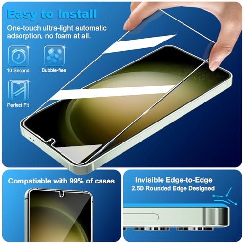 Image of firtstnow 3 Pack for Samsung Galaxy S23 Screen Protector Tempered Glass + 3 Pack Camera Lens Protector, Military Grade Shatterproof, 9H Hardness, Fingerprint Unlock, HD Clear Case Friendly 6.1 Inch