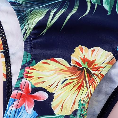 Girls Summer 𝐇awaiian Bathing Suit Tropical Floral Print Bikini Swimsuit Suspender Ruffle Swing Swimwear 2-Piece2