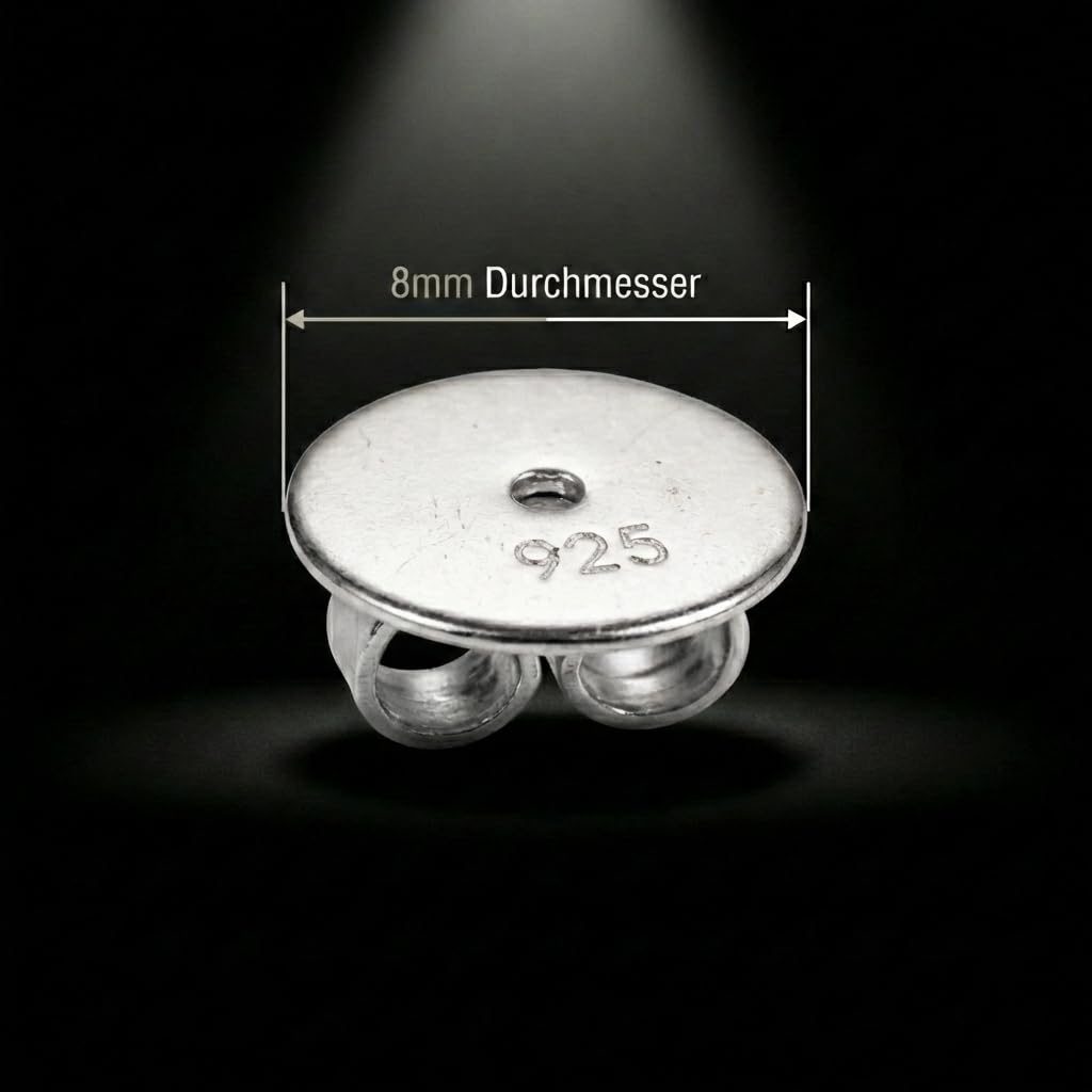 Ohrmutter Silber 925, 8 mm XL, für große Ohrlöcher und schwere Ohrstecker