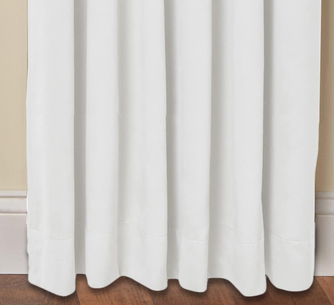 White Cotton Tab Top Light-Filtering Curtain Panels, Set of 2
