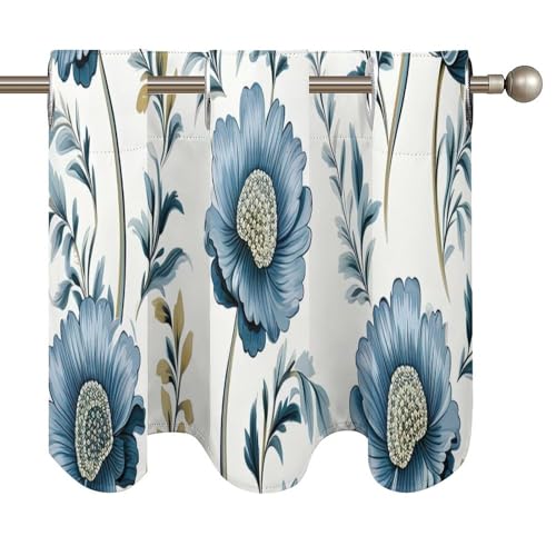 Cortinas cortas de ventana tipo Chinoiserie con cenefa de flor mogol exótica de 52 x 18 pulgadas 5