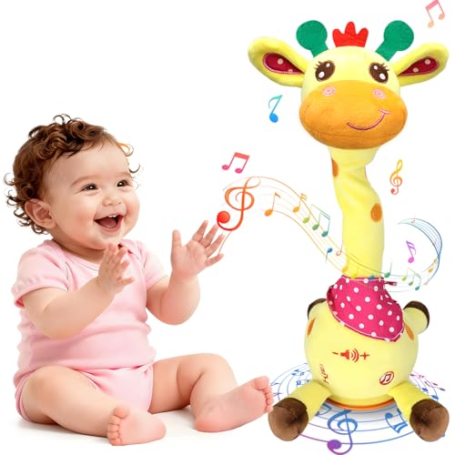 Hunfur Talking Dancing Giraffe Baby Toys for 3-18 Months, Singing Recording Repeats What You Say with Glowing Light, Funny Gift for Toddlers 1-3 Year Old, Boys Girls Tummy Time Toys