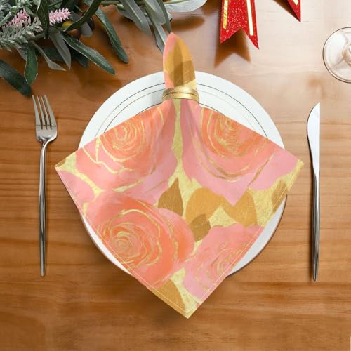 Servilletas de tela reutilizables Rose Gold Rose 20x20 pulg pack 6 miniatura 2