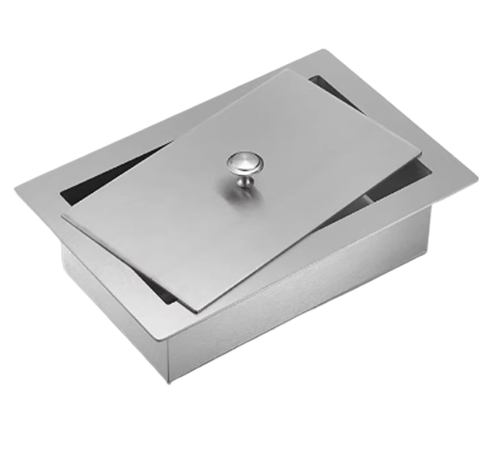 Pattumiera Da Incasso Per Piano Di Lavoro Con Cope Scivolo for rifiuti rettangolare rotondo quadrato con coperchio a manopola scardinato Piano di lavoro da laboratorio(Square 260MM)