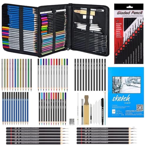 Corslet Juego de 48 lápices de color al óleo, suministros de arte, juego de colores para artistas, kit de bocetos, juego de dibujo para estudiantes, adultos, artistas, dibujos, bocetos, lápices