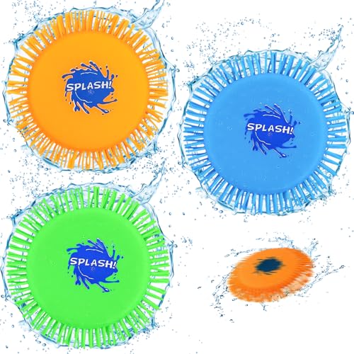 Wasser Frisbee, 3 Stück Wasserfrisby Soft, Wasser-Wurfscheibe aus Schaumstoff und Silikon, urchmesser 12cm, Wasserspielzeug in Knalligen Farben(Grün, Blau, Orange)