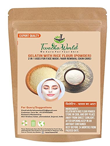 Twacha World Gelatin with Rice Powder (2 in 1 Uses) for Face Mask/Hair removal (Skin Care) 50 GM