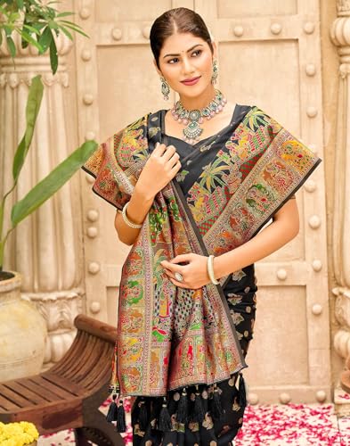 Image of SIRIL Women's Banarasi Silk Jacquard Zari Work Saree With Unstitched Blouse Piece