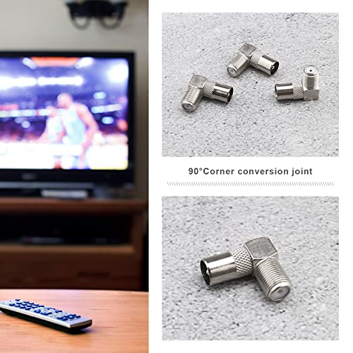 YINETTECH 10Pcs TV Aerial Coaxial Female to Male Right Angle Adaptor 90 Degree Right Angle Adaptor Connector Accessories for Receivers TV Set-top Boxes Radios - Image 4