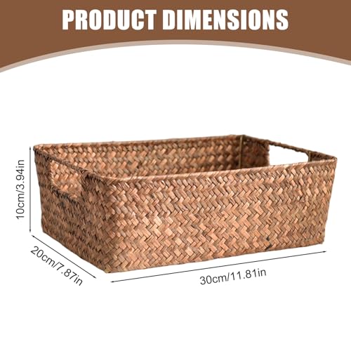 Panier de rangement en osier 12x8x4 pouces avec poignées intégrées - 5