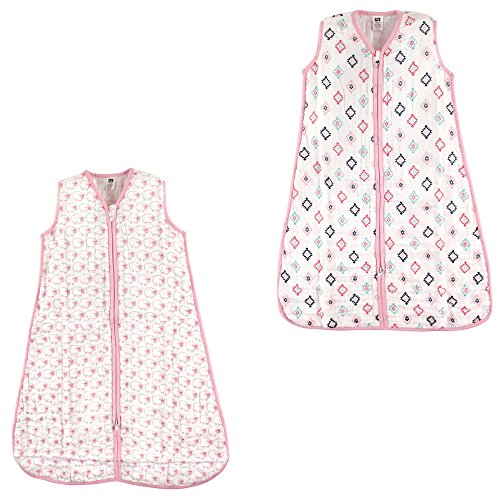 Image of Hudson Baby Unisex Muslin Cotton Sleeveless Wearable Sleeping Bag, Sack, Blanket, Pink Sheep /Pink Aztec Muslin 2-Pack, 12-18 Months