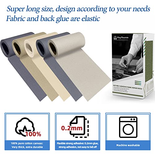 Image of KING MOUNTAIN Canvas Iron on Patch,3 inchx60 inch,Waterproof 100% Cotton Fabric Repair Patch,Used for Various Sofa,Tent,Clothes,Seats,Suitcases (Grass Green)