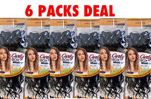 6 PACKS CURLY BOX BRAIDS CROCHET HAIR 12' (#1B)