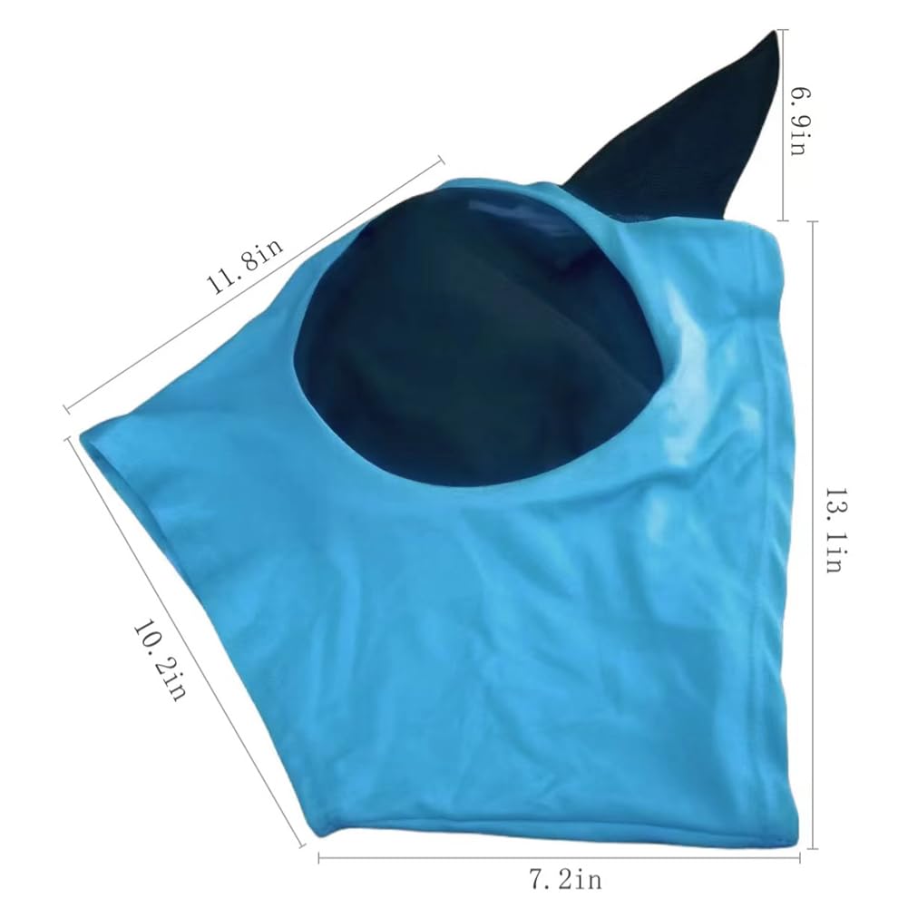 Maschera Anti-Mosche per Cavallo UV Protezione, Maschera Cavallo Antimosche,Maschera per mosche a cavallo,Leggera e Traspirante,con para Orecchie,per la Protezione del Cavallo,Blu