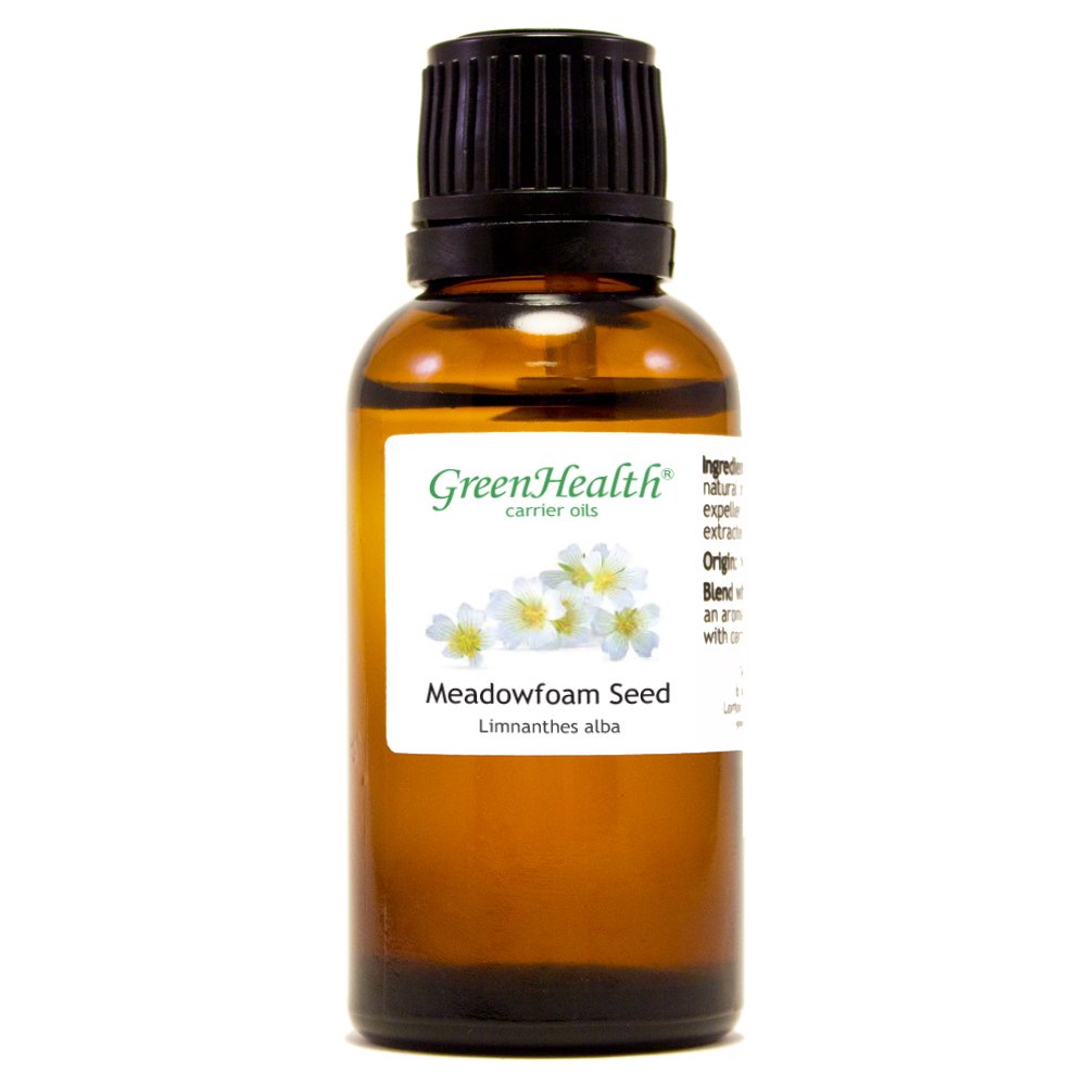 GreenHealth Meadowfoam Seed Carrier Oil - 1 fl oz (30 ml) Glass Bottle w/Euro Dropper - 100% Pure Carrier Oil