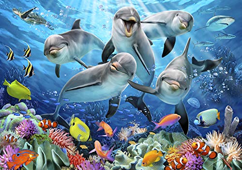 Fototapete Unterwasser Aquarium Fische Kinderzimmer Kinder Vlies Tapete Latexdruck UV-Beständig Geruchsfrei Hohe Auflösung Montagefertig (12849, V4 (254x184 cm) 2 Bahnen) Cover