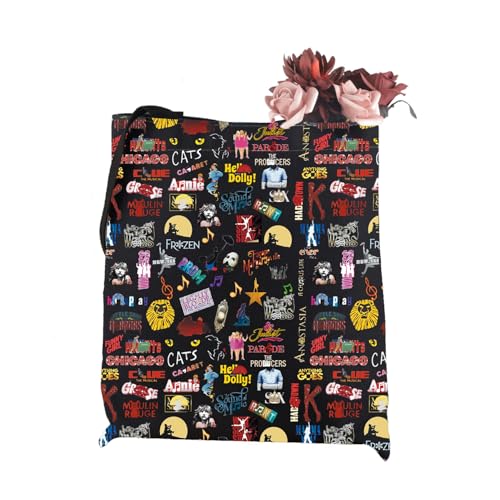 Image of WCGXKO Musical Theatre Gift Musical Theater Shows Icons Tote Bag Musical Enthusiast Gift (Musical Tote)