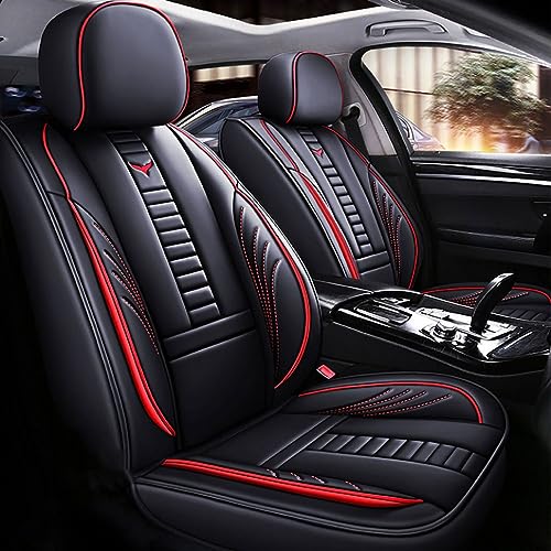 Niscarda for Ford Escape 2010 Car Seat Covers, Full Coverage Customized seat Covers Premium Leather Waterproof Stain-Resistant Easy to Install (Full Set, Black&Red)