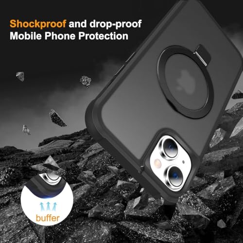Image of iPhone 14 Plus Magsafe Stand Case | Matte Design & 360 Protection | Military-Grade Apple iPhone 14 Plus Cover | Ultra Premium - Black