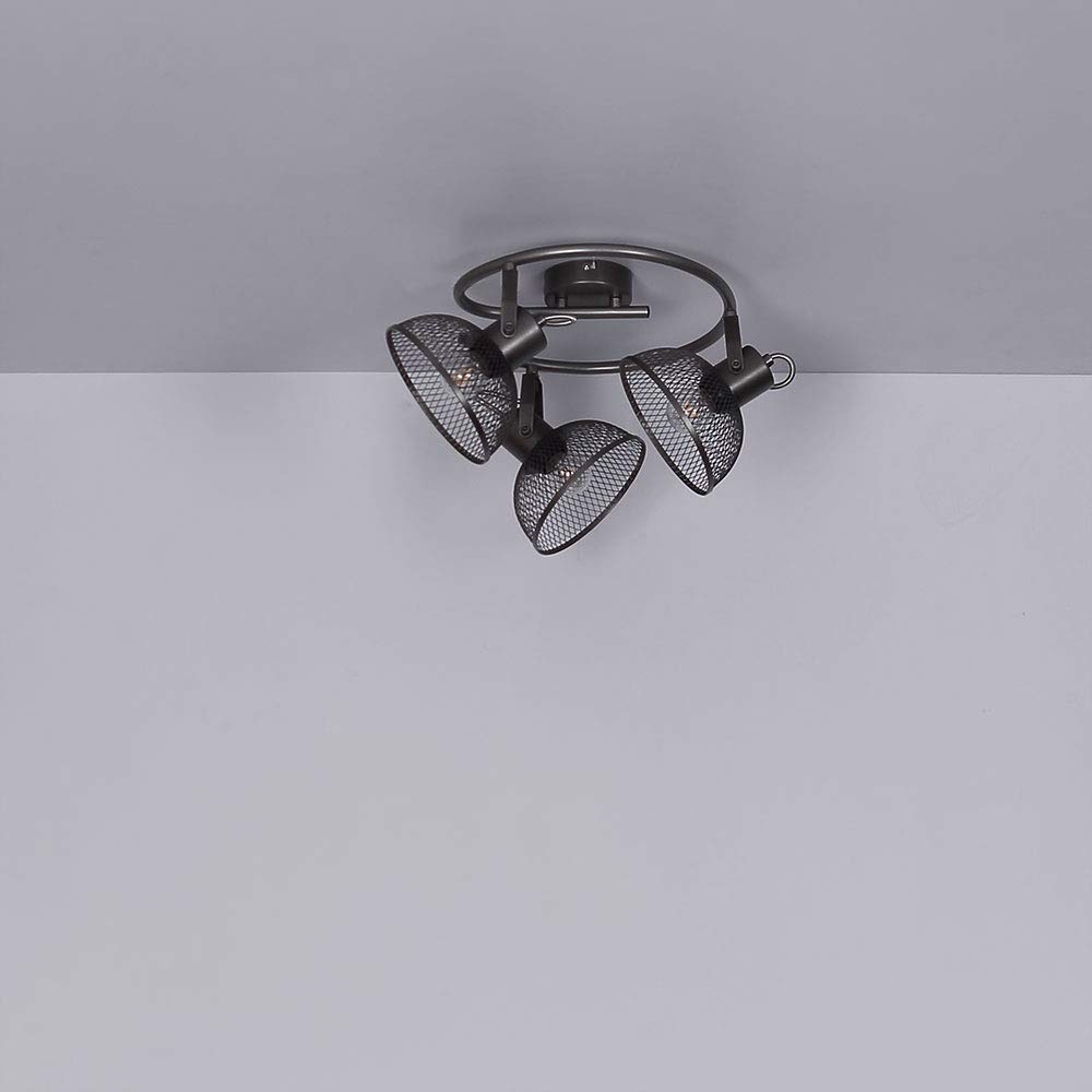 Deckenleuchte 3 Flammig Spotleuchte schwenkbar Deckenlampe Gitterschirme, Metall, 3x E27 Fassungen, DxH 30x20,6 cm