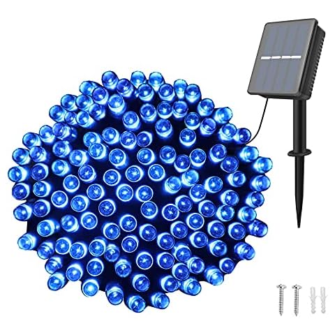 Dalugo Solar Lights Outdoor Garden, 200 LED 22M/72FT 8 Modes Outdoor Solar Lights Waterproof Solar Fairy Lights for Garden Trees Patio Yard Wedding Party Christmas Birthday Garden Decorations(Blue) Cover